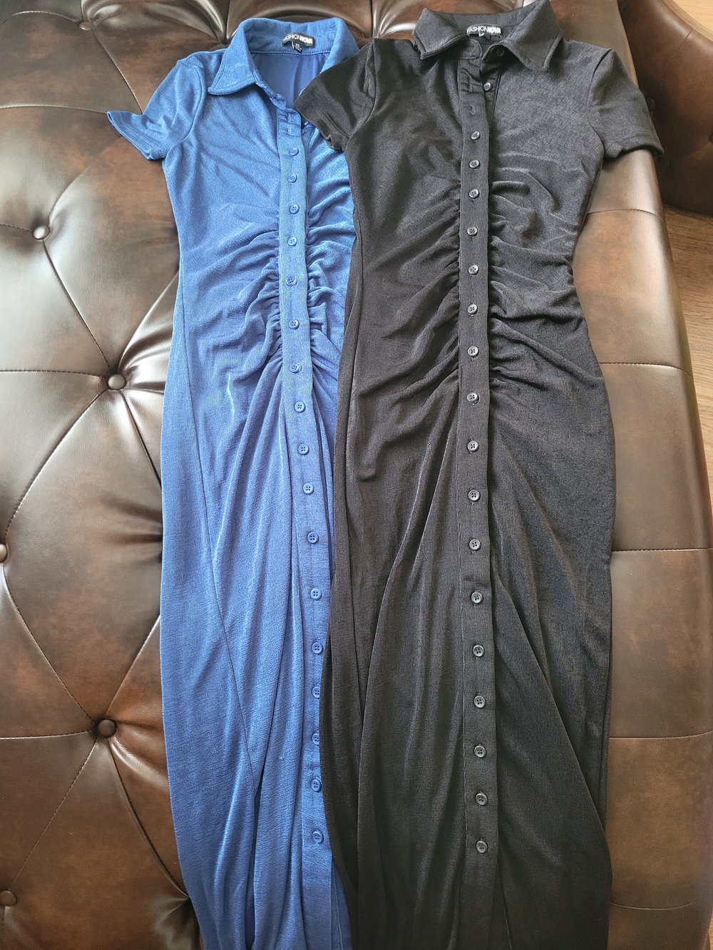 2 Silky Smooth Slinky Maxi Dress - Fashion Nova Black & Blue